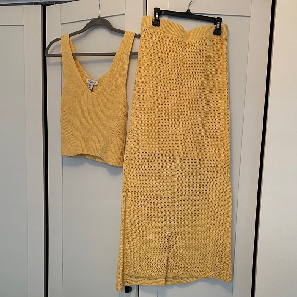 Rachel Zoe Yellow Knit Skirt Set